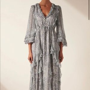 Shona Joy Balloon Sleeve Frill Midi Dress